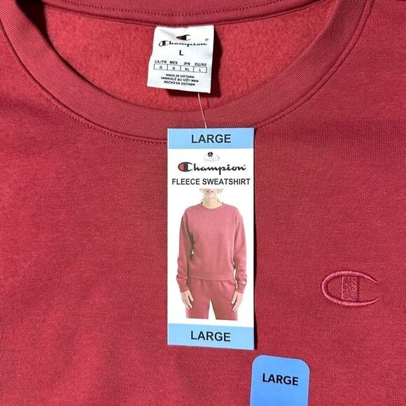 Champion Women's Fleece Sweatshirt Redwood Red Size L - Picture 6 of 7